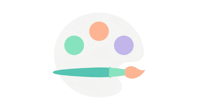 Painter's palette with paint swatches in different illustration styles